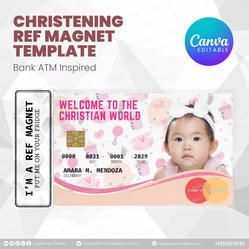 60+ Designs | Bank-Inspired Christening Ref Magnet Template | Canva Editable - Image 9