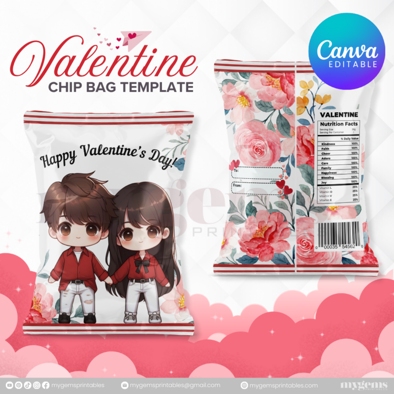 70+ Designs | Valentine Chip Bag Template | Canva PRO Editble - Image 33