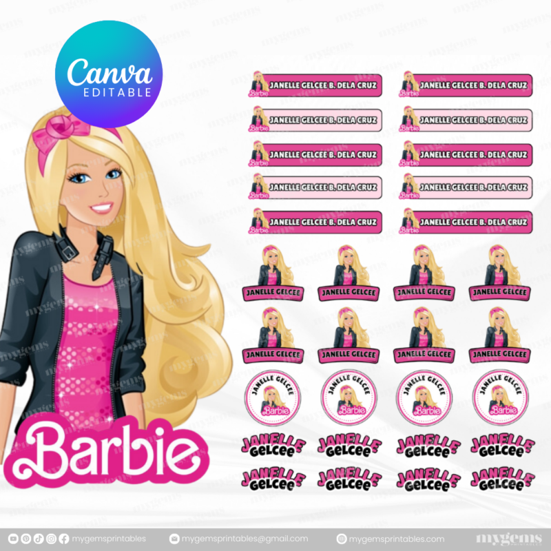60+ Designs | Name Sticker Template | Ready-To-Print | Canva Editable - Image 19