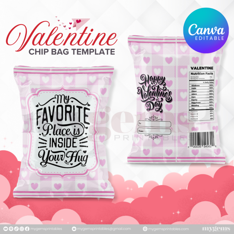 70+ Designs | Valentine Chip Bag Template | Canva PRO Editble - Image 34