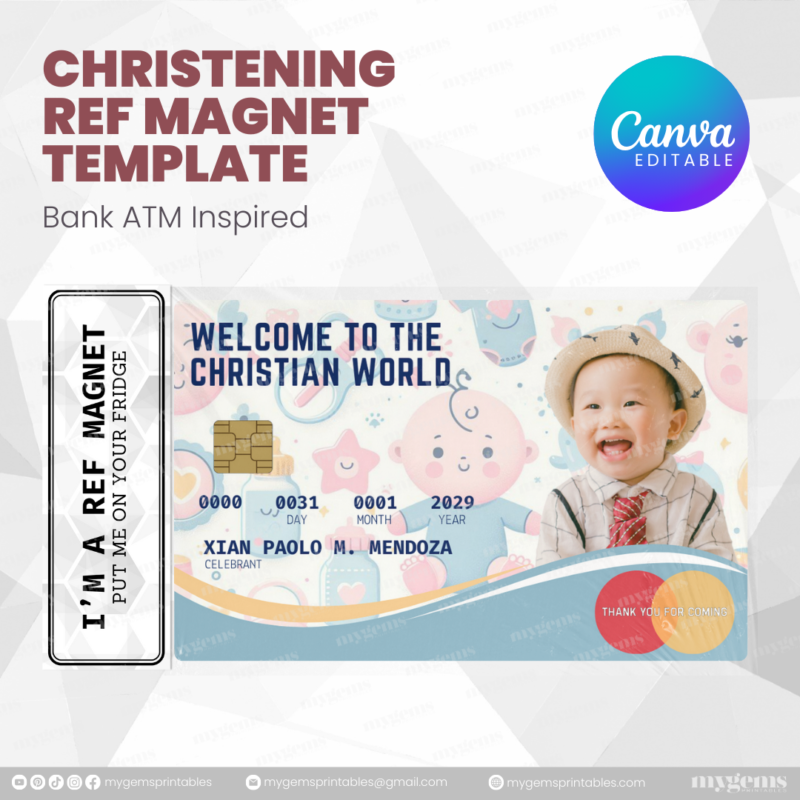 60+ Designs | Bank-Inspired Christening Ref Magnet Template | Canva Editable - Image 11