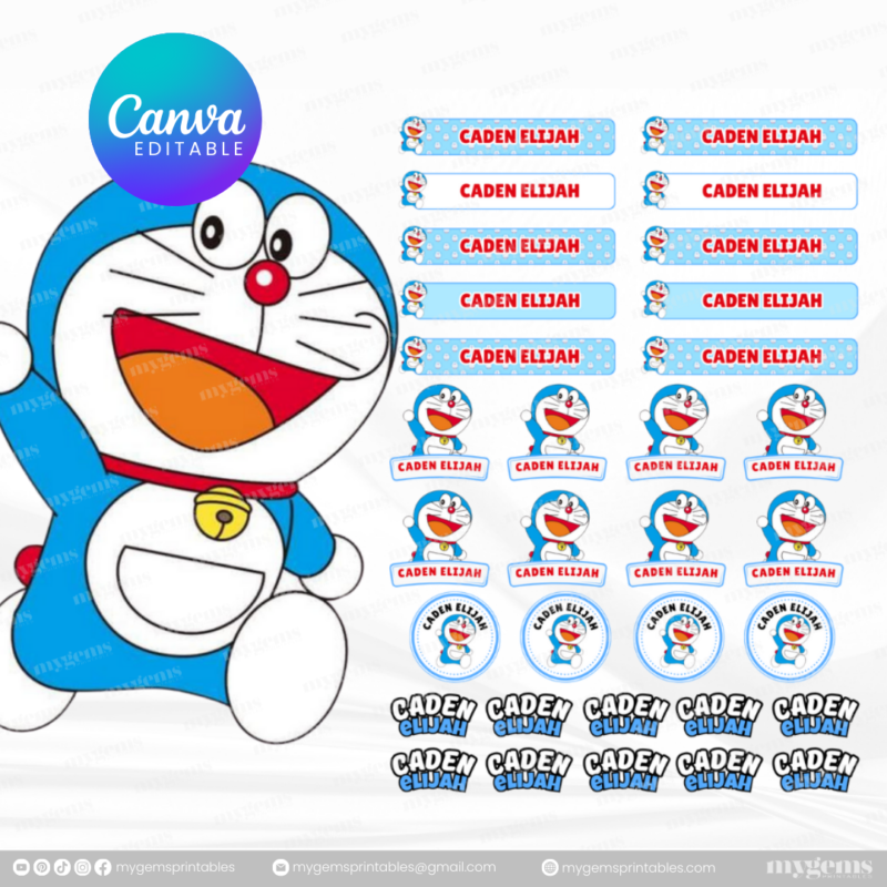 60+ Designs | Name Sticker Template | Ready-To-Print | Canva Editable - Image 21