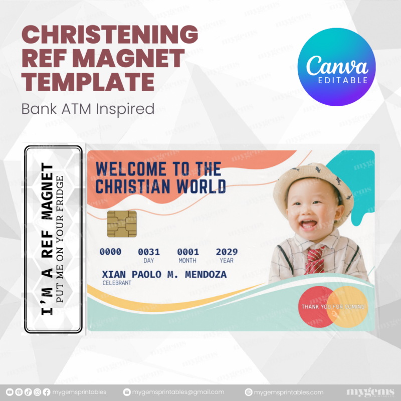 60+ Designs | Bank-Inspired Christening Ref Magnet Template | Canva Editable - Image 12