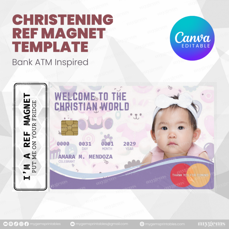 60+ Designs | Bank-Inspired Christening Ref Magnet Template | Canva Editable - Image 13