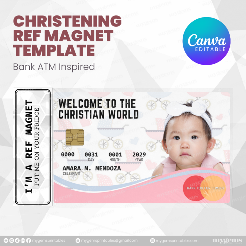 60+ Designs | Bank-Inspired Christening Ref Magnet Template | Canva Editable - Image 14