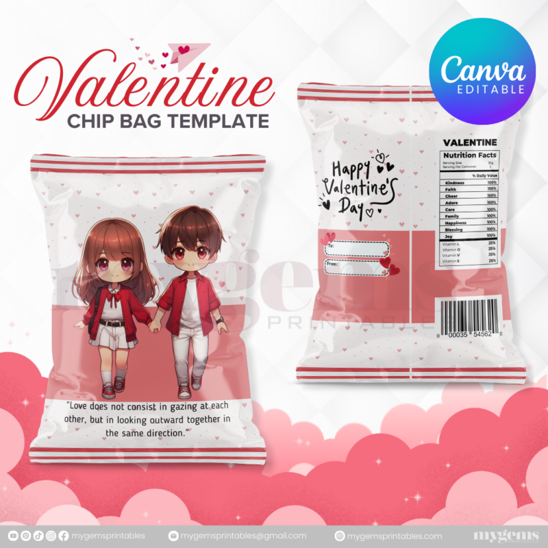 70+ Designs | Valentine Chip Bag Template | Canva PRO Editble - Image 16