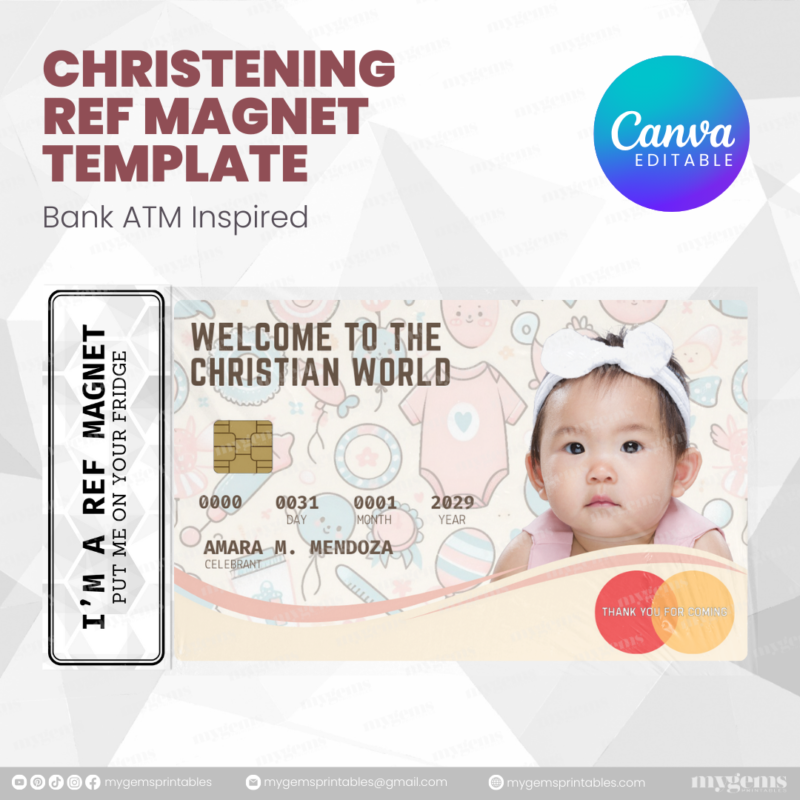 60+ Designs | Bank-Inspired Christening Ref Magnet Template | Canva Editable - Image 15