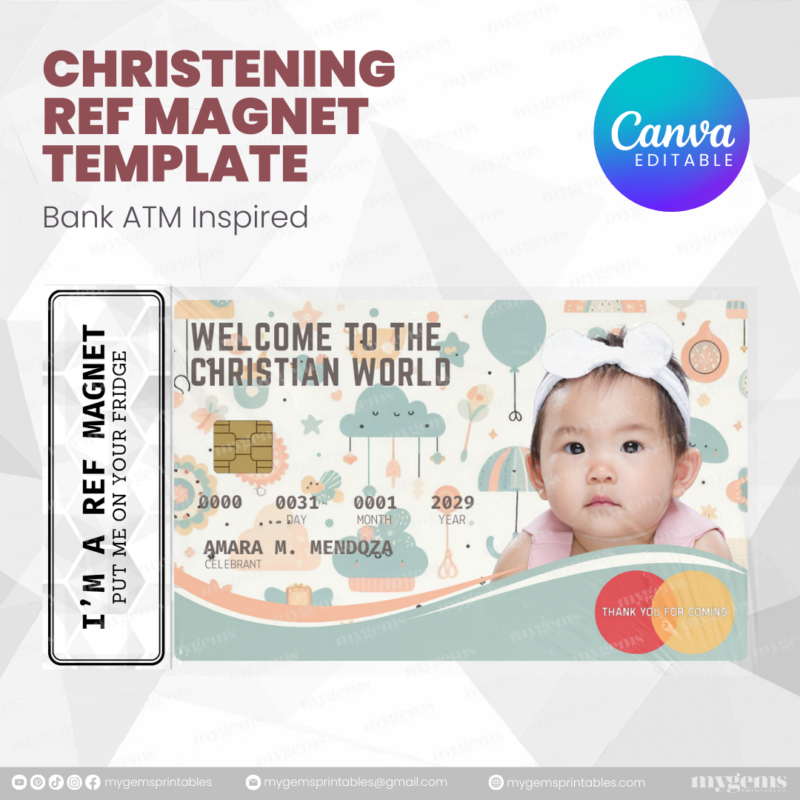 60+ Designs | Bank-Inspired Christening Ref Magnet Template | Canva Editable - Image 16