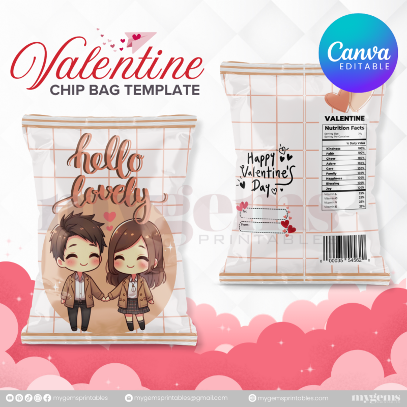 70+ Designs | Valentine Chip Bag Template | Canva PRO Editble - Image 18