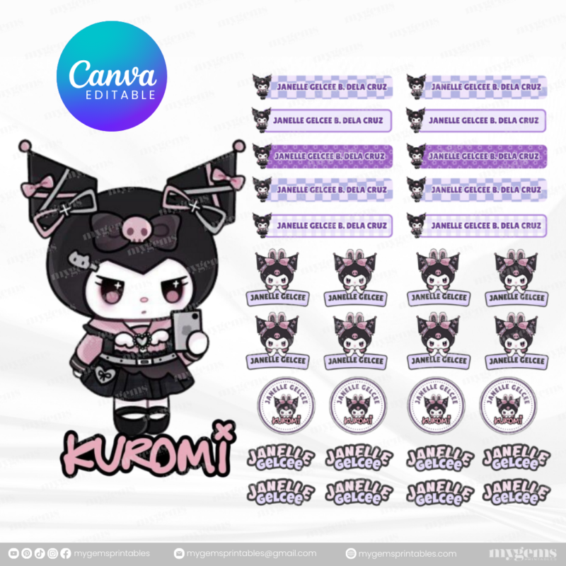 60+ Designs | Name Sticker Template | Ready-To-Print | Canva Editable - Image 68
