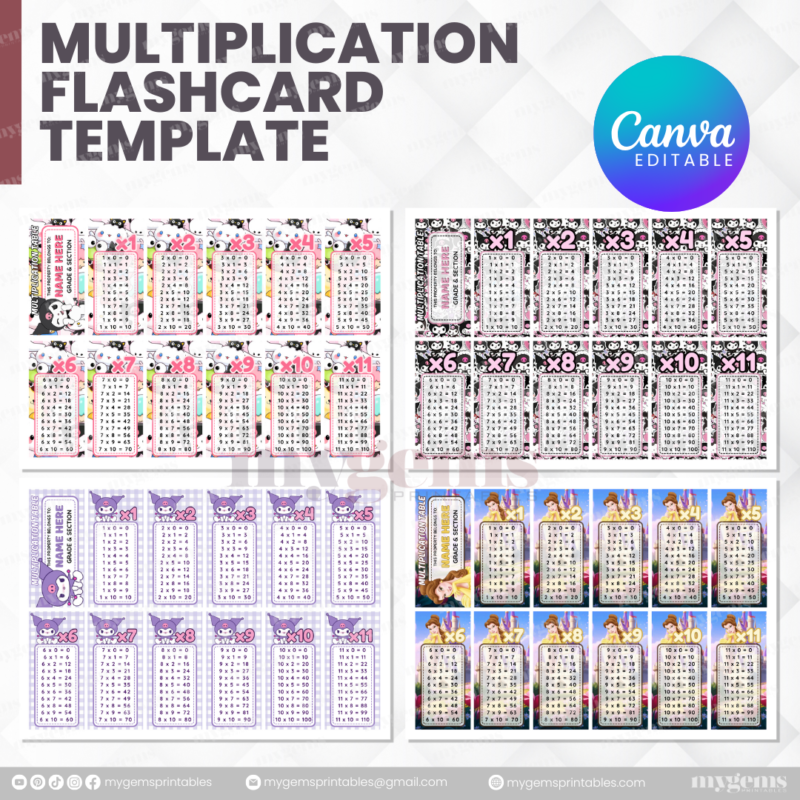 80 Designs | Multiplication Flashcard Template | Canva Editable - Image 16