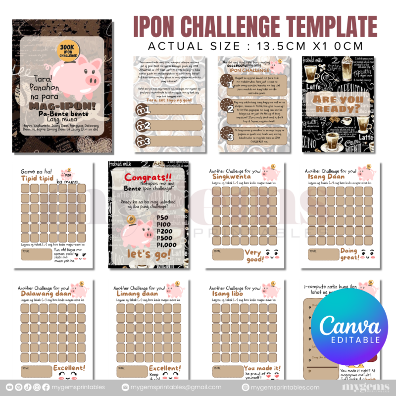 10 Designs | Ipon Challenge Template  | Canva Editable - Image 6