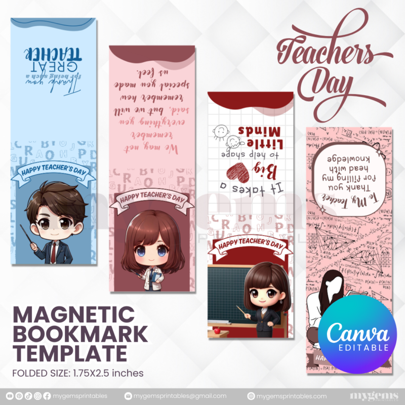 40 Designs | Teacher's Day Magnetic Bookmark Template  | Canva Editable | Ready to Print - Image 6