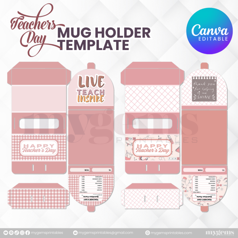 30 Designs | Teacher's Day Mug Holder Template  | Canva Editable - Image 6