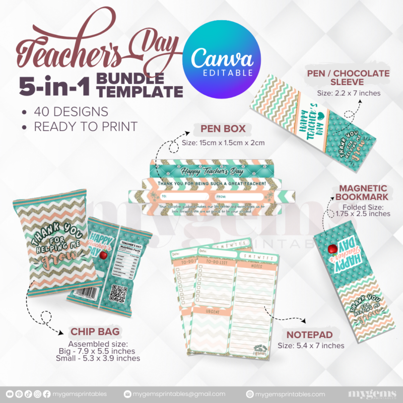 40 Designs | 5-in-1 Teacher's Day Bundle Template | Canva Editable - Image 25