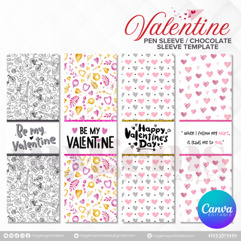 50+ Designs | Valentine Pen Sleeve - Chocolate Sleeve Template | Canva PRO Editble - Image 14