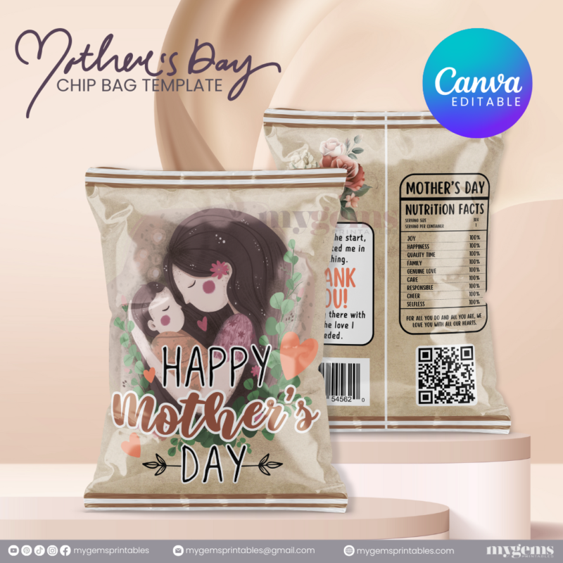 20 Designs | Mother's Day Chip Bag Template | Canva PRO Editable | Ready to Print - Image 6