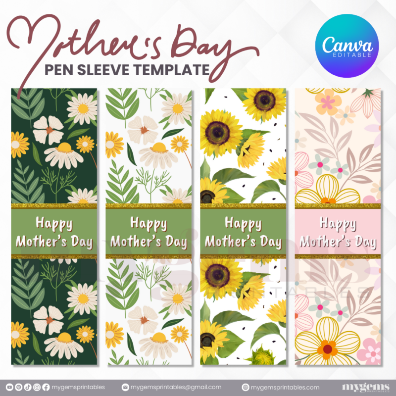 40+ Designs | Mother's Day Pen Sleeve Template | Canva Editable | Ready to Print - Image 11