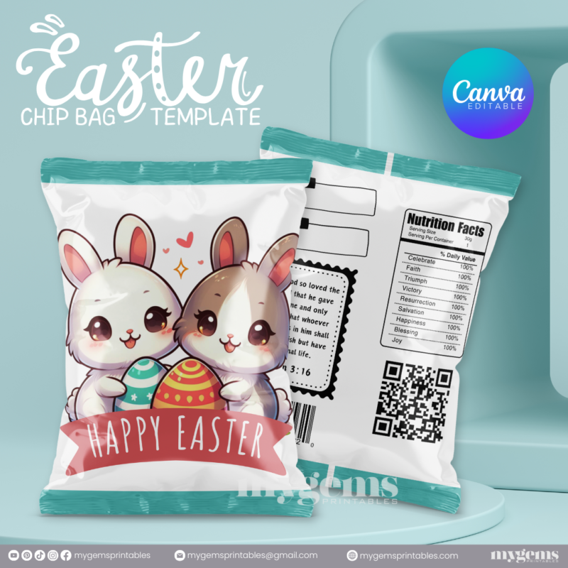 20 Designs | Easter Chip Bag Template | Canva PRO Editable | Ready to Print - Image 18