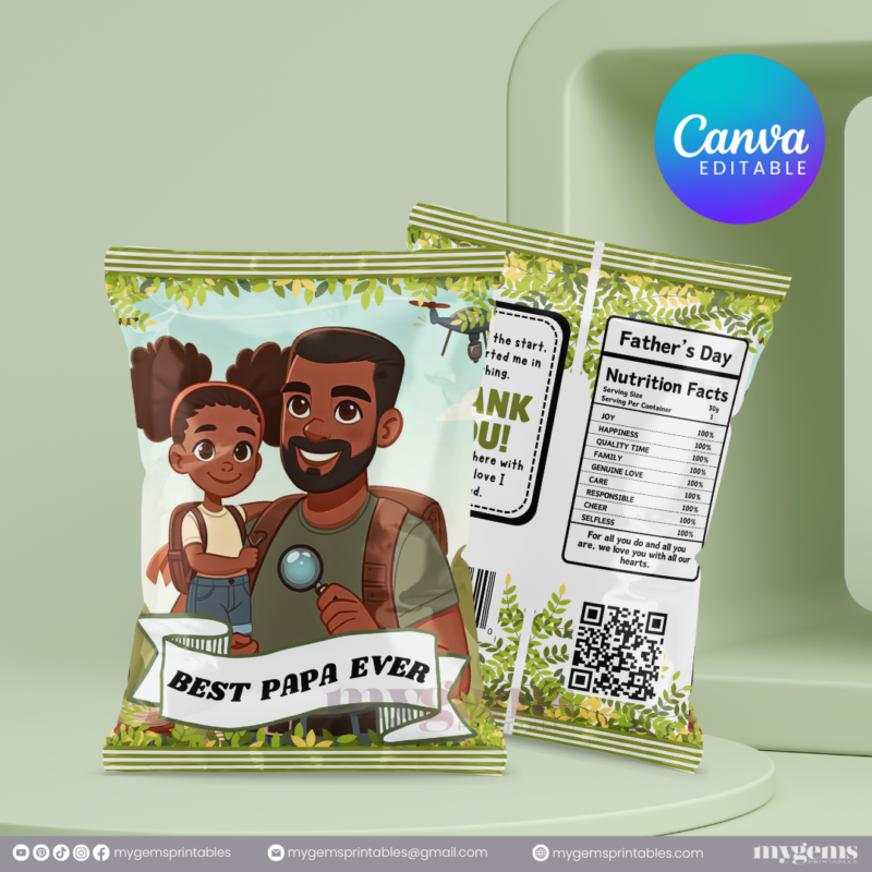 30+ Designs | Father's Day Chip Bag Template | Canva Editable | Ready to Print - Image 25