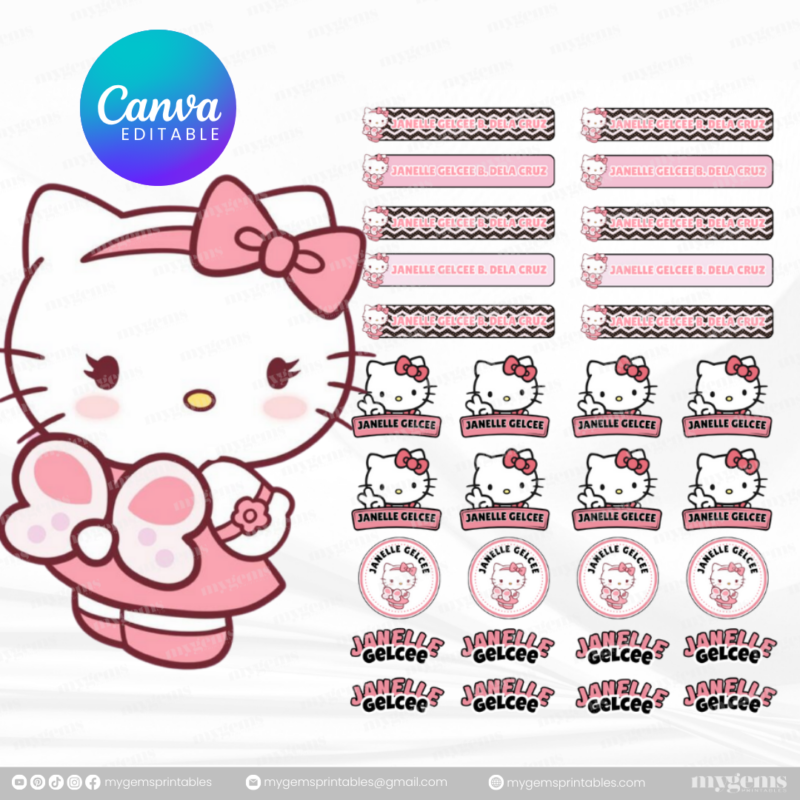 60+ Designs | Name Sticker Template | Ready-To-Print | Canva Editable - Image 8