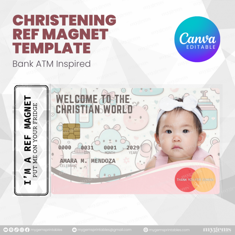 60+ Designs | Bank-Inspired Christening Ref Magnet Template | Canva Editable - Image 17