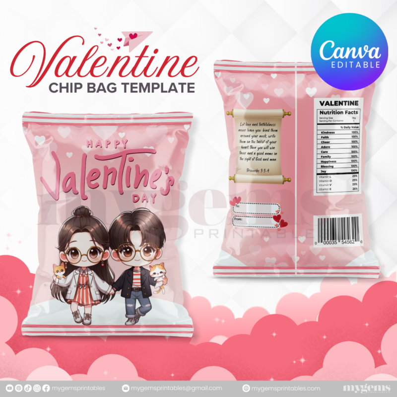 70+ Designs | Valentine Chip Bag Template | Canva PRO Editble - Image 19