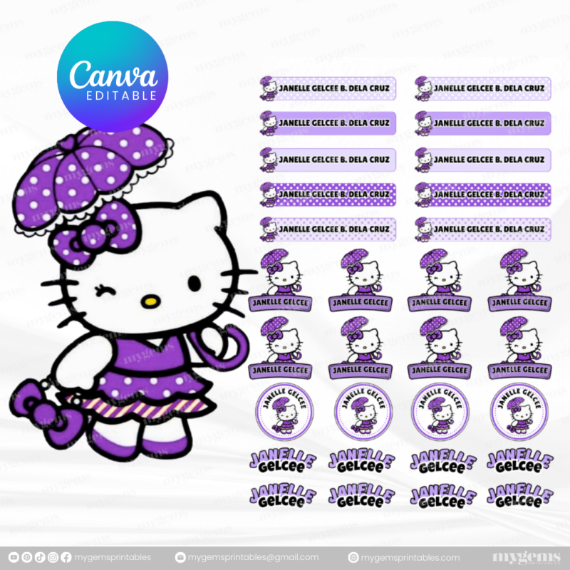 60+ Designs | Name Sticker Template | Ready-To-Print | Canva Editable - Image 9