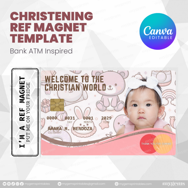 60+ Designs | Bank-Inspired Christening Ref Magnet Template | Canva Editable - Image 18