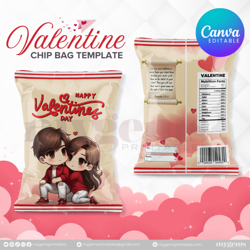 70+ Designs | Valentine Chip Bag Template | Canva PRO Editble - Image 20