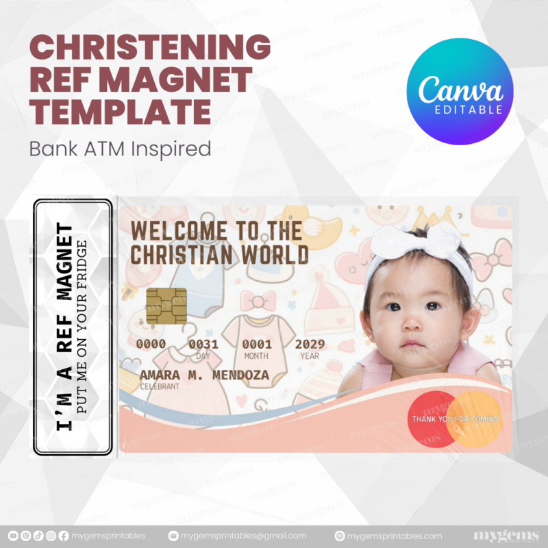 60+ Designs | Bank-Inspired Christening Ref Magnet Template | Canva Editable - Image 19