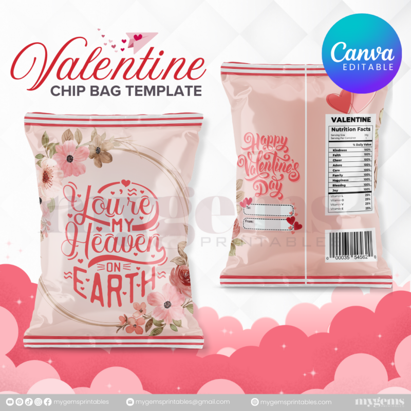 70+ Designs | Valentine Chip Bag Template | Canva PRO Editble - Image 21