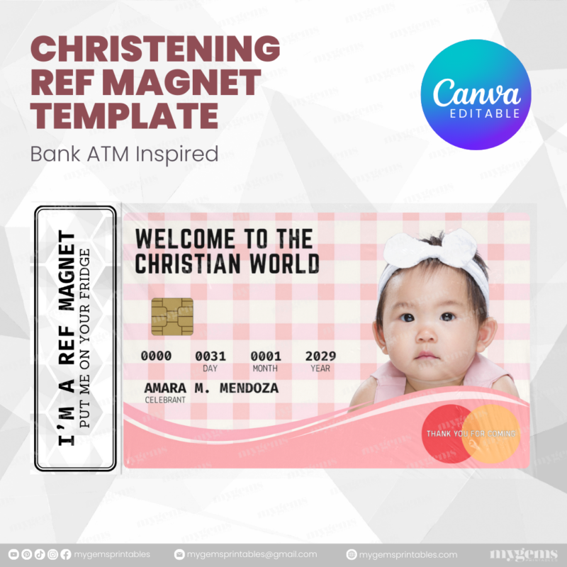 60+ Designs | Bank-Inspired Christening Ref Magnet Template | Canva Editable - Image 20
