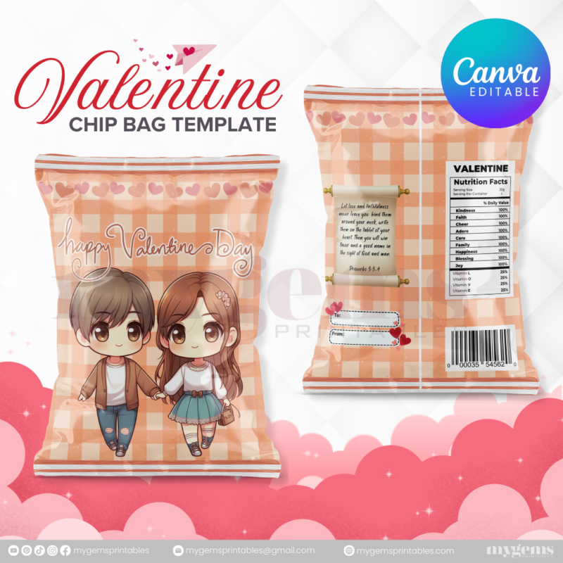 70+ Designs | Valentine Chip Bag Template | Canva PRO Editble - Image 22