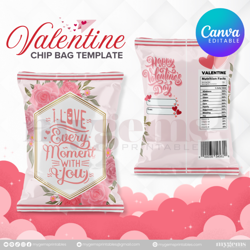 70+ Designs | Valentine Chip Bag Template | Canva PRO Editble - Image 74