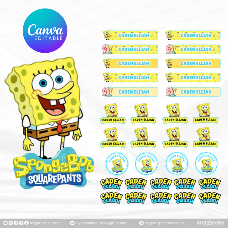 60+ Designs | Name Sticker Template | Ready-To-Print | Canva Editable - Image 2