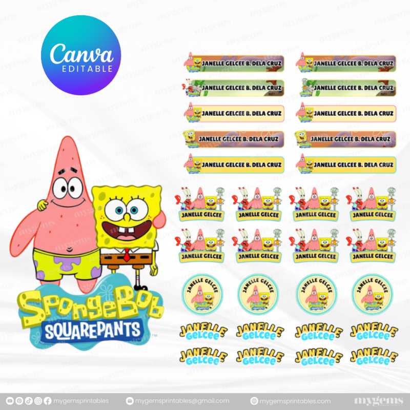 60+ Designs | Name Sticker Template | Ready-To-Print | Canva Editable - Image 3