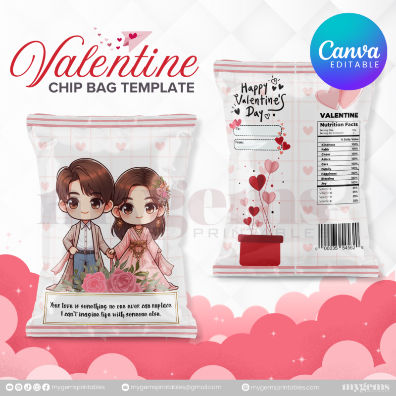 70+ Designs | Valentine Chip Bag Template | Canva PRO Editble - Image 4