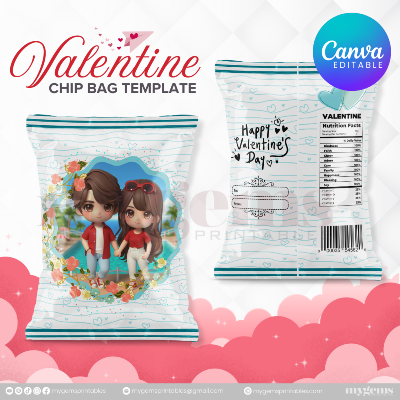 70+ Designs | Valentine Chip Bag Template | Canva PRO Editble - Image 5