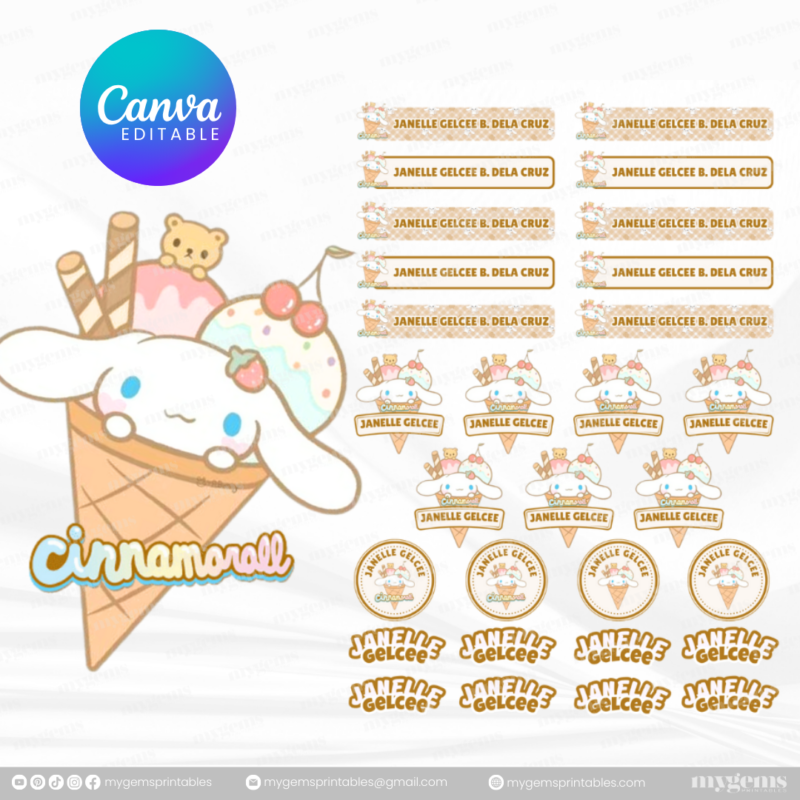 60+ Designs | Name Sticker Template | Ready-To-Print | Canva Editable - Image 6