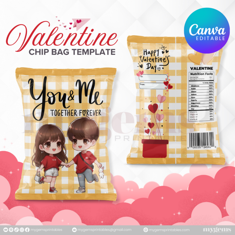 70+ Designs | Valentine Chip Bag Template | Canva PRO Editble - Image 7