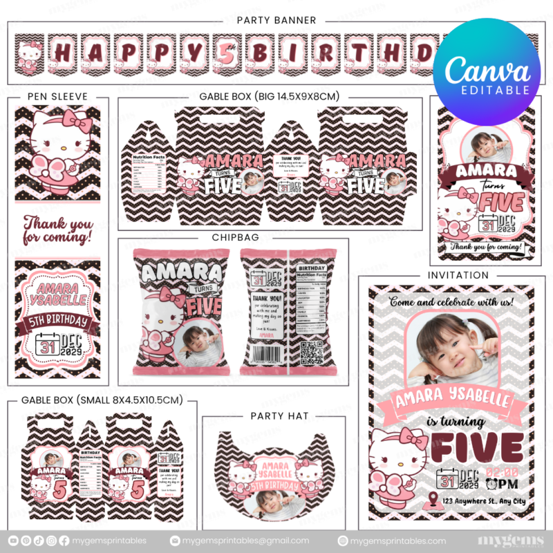 40 Designs | Cartoon-Anime-Chibi Themed Birthday Bundle Template | Canva Editable - Image 7