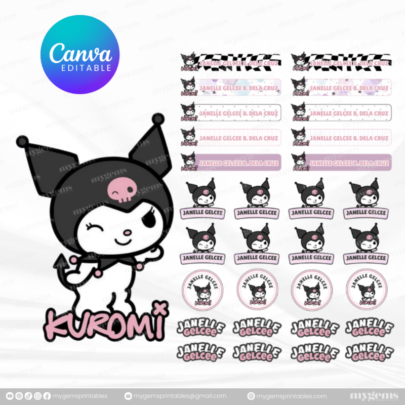 60+ Designs | Name Sticker Template | Ready-To-Print | Canva Editable - Image 69