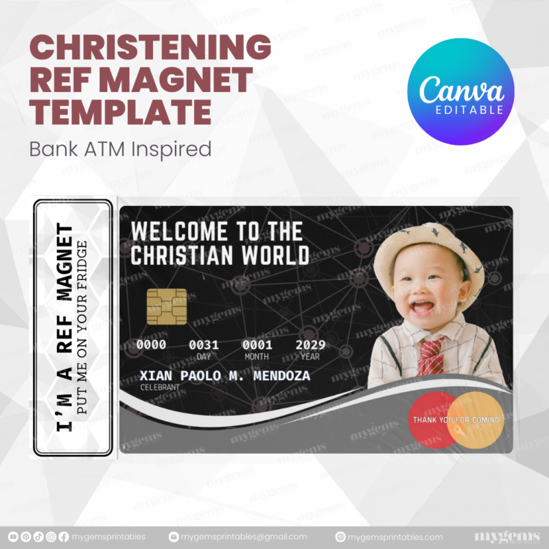 60+ Designs | Bank-Inspired Christening Ref Magnet Template | Canva Editable - Image 54