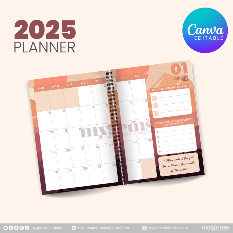 4 Designs | 2025 Planner Template (A5) | Canva Editable - Image 10