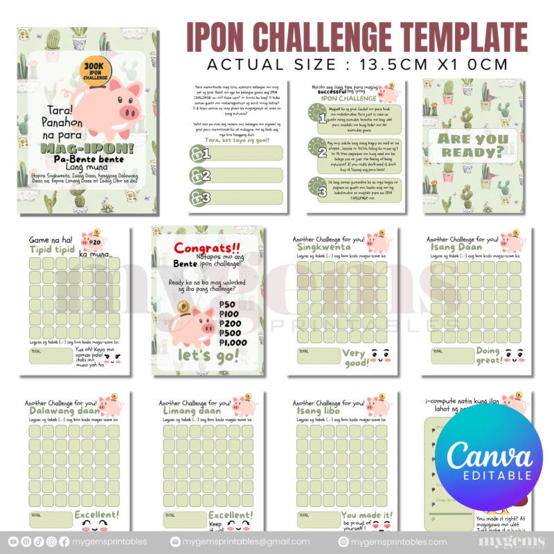 10 Designs | Ipon Challenge Template  | Canva Editable - Image 7