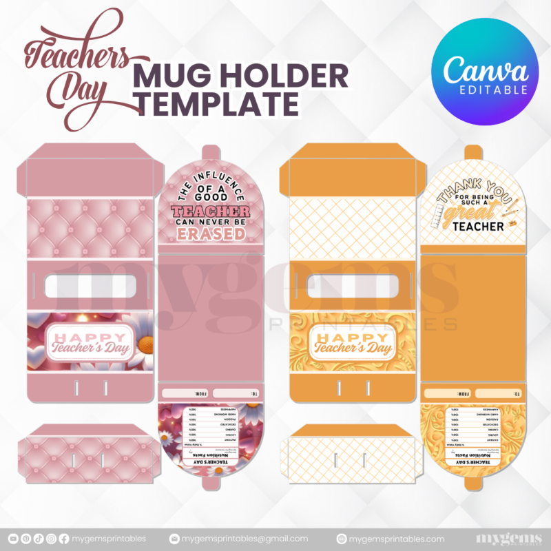 30 Designs | Teacher's Day Mug Holder Template  | Canva Editable - Image 7