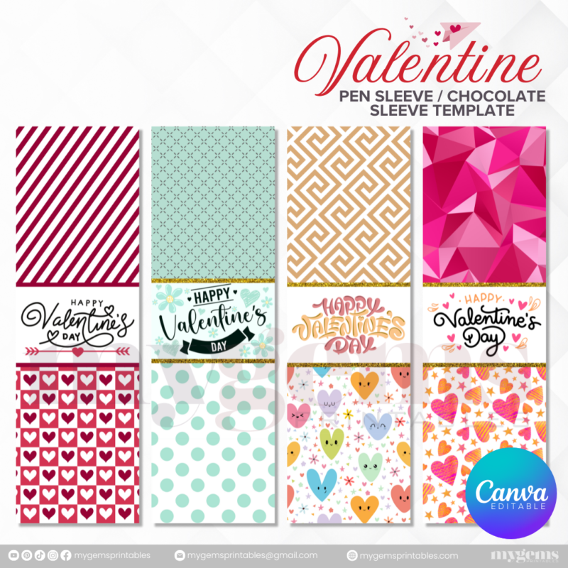 50+ Designs | Valentine Pen Sleeve - Chocolate Sleeve Template | Canva PRO Editble - Image 15