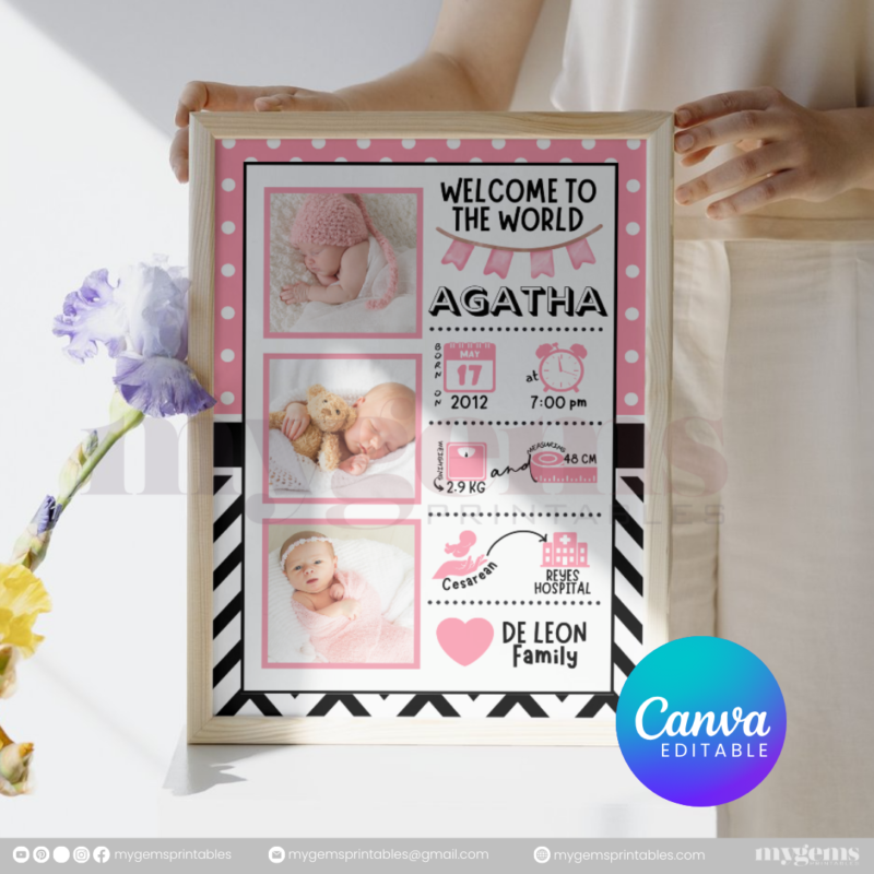 30+ Designs | Baby Birth Announcement Template | Canva PRO Editable - Image 25