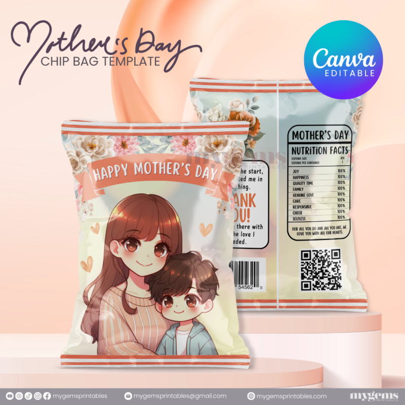 20 Designs | Mother's Day Chip Bag Template | Canva PRO Editable | Ready to Print - Image 7